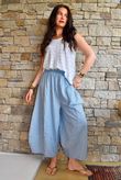 Arbi Gingham Pocket Culotte Pant Denim